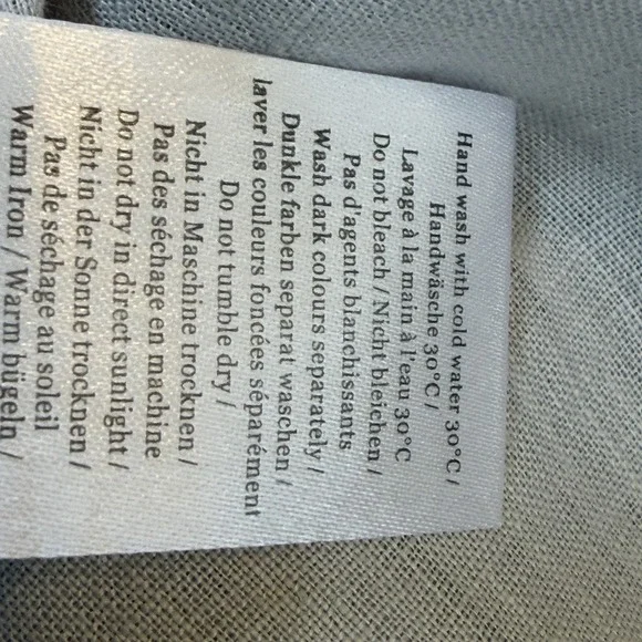 Wrap Top Womens Size US 12 Gray Linen Embroidered Front Button Front 3/4 Sleeve - Picture 8 of 8